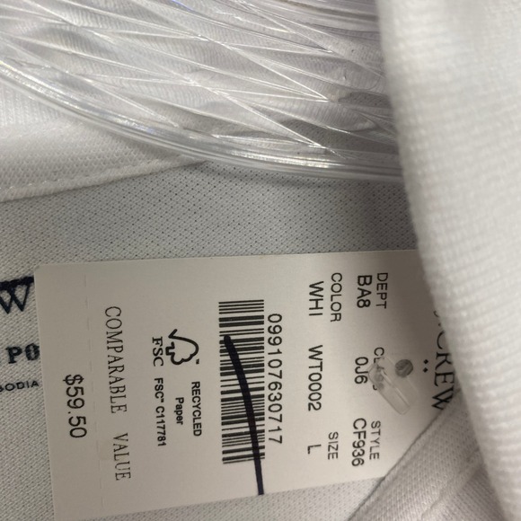 J Crew Shirt Mens Large White Flex Pique Polo Preppy Cotton Short Sleeve CF936 - Picture 6 of 9
